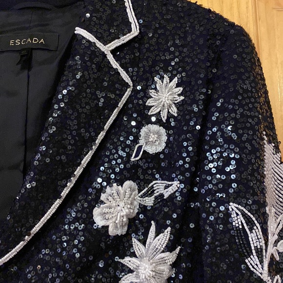 Escada 💯Silk All Sequin Stunning Fully Silk Lined Blazer Made in Germany - Picture 2 of 16
